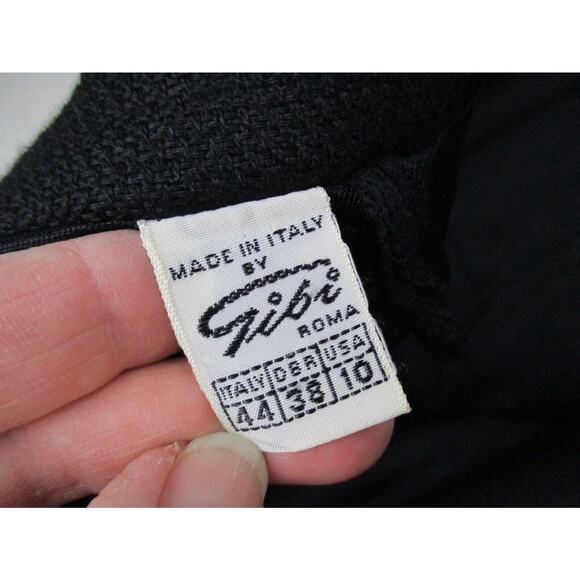 VINTAGE Pencil Skirt Gibi Roma Womens 10 30x25 Virgin Wool Black Dark Academia M - Picture 9 of 11